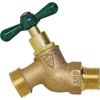 Arrowhead Brass 251LF Straight Hose Bibb, 1/2 x 3/4 in Connection, MIP x Male Hose Thread, 125 psi Pressure