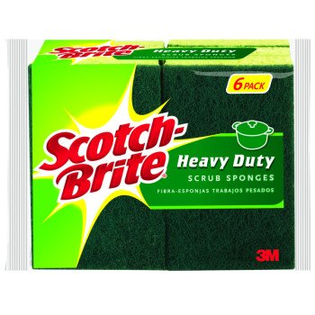 Scotch-Brite 426 Scrub Sponge, 4-1/2 in L, 2.7 in W, 0.6 in Thick, Cellulose/Synthetic Fiber, Green