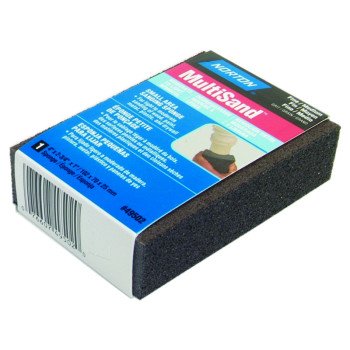 Norton MultiSand 49502 Sanding Sponge, 4 in L, 2-3/4 in W, 80, 150 Grit, Fine, Medium, Aluminum Oxide/Nylon Abrasive