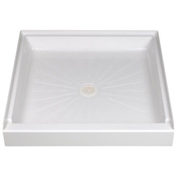 Durabase 3636M Shower Base, 36 in L, 36 in W, 5-1/2 in H, Fiberglass, White