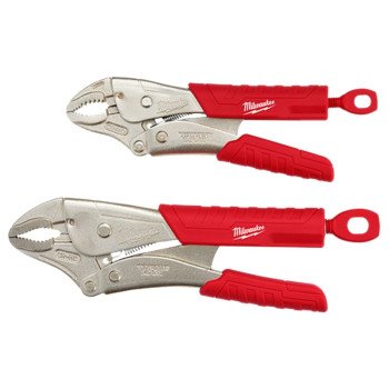 Milwaukee 48-22-3402 Pliers Set, 2-Piece, Steel, Black/Red/Silver, Specifications: Curved Jaw, Ergonomic Handle