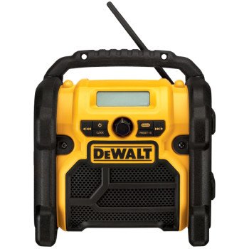 DeWALT DCR018 Compact Worksite Radio, Tool Only, 12/18/20 V, 3, 1.5 Ah, Includes: Auxiliary Cable