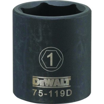 DeWALT DWMT75119OSP Deep Impact Socket, 1 in Socket, 1/2 in Drive, 6-Point, Steel, Black Oxide