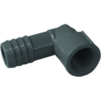 Boshart UPVCFRE-0705 Combination and Reducing Pipe Elbow, 3/4 x 1/2 in, Insert x FPT, 90 deg Angle, PVC, Black