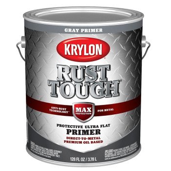 Krylon Rust Tough K09765008 Primer, Ultra Flat, Gray, 1 gal