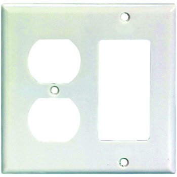 Eaton Wiring Devices 2157W-BOX Combination Wallplate, 4-1/2 in L, 4-9/16 in W, Standard, 2-Gang, Thermoset, White