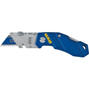 IRWIN 2089100 Folding Knife, 1 in W Blade, Bi-Metal Blade, 1-Blade, Straight Handle, Blue Handle