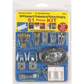 OOK 50900 Picture Hanging Kit, 10 to 30 lb, Steel, Zinc