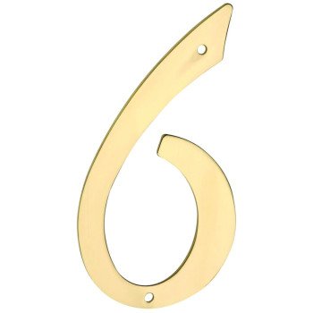 National Hardware V1901 Series N211-649 House Number, Character: 6, 4 in H Character, 2.28 in W Character, Brass