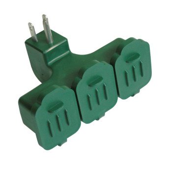 PowerZone ORAD25001 Power Block Adapter, 125 V, 3-Outlet, NEMA: NEMA 5-15P, Green