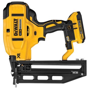 DEWALT DCN662D1 Finish Nailer Kit, Battery Included, 20 V, 2 Ah, 110 Magazine, Straight Collation, 16 ga Nail