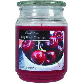 CANDLE-LITE 3297565 Jar Candle, Juicy Black Cherries Fragrance, Burgundy Candle, 70 to 110 hr Burning