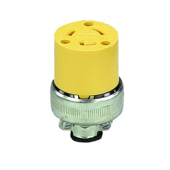 Arrow Hart 2353-BOX Locking Connector, 2 -Pole, 20 A, 125 V, NEMA: NEMA L5-20, Yellow