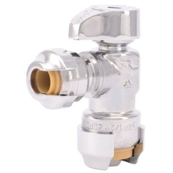 SharkBite 23048-0000LF Stop Valve, 1/2 x 1/4 in Connection, Compression, 200 psi Pressure, Brass Body