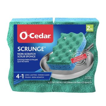 O-Cedar 169431 Medium-Duty Scrubber Sponge, 4-1/4 in L, 2.63 in W, Blue/Green