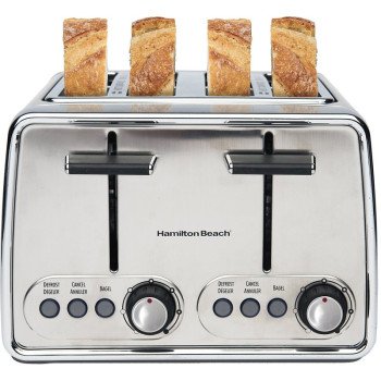 Hamilton Beach 24791C Modern Toaster, 4 -Slice, 5, Button, Dial Control, Stainless Steel, Silver