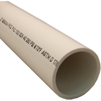 Charlotte Pipe PVC 07200 0800 Pipe, 2 in, 20 ft L, SCH 40 Schedule, PVC, White