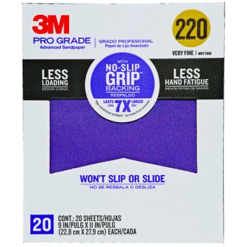 Scotch 26220CP-P-G Sandpaper Sheet, 11 in L, 9 in W, Very Fine, 220 Grit, Aluminum Oxide Abrasive, Paper Backing