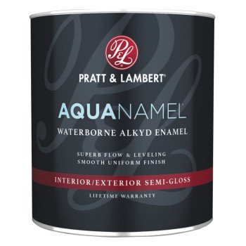 Pratt & Lambert Aquanamel 0000Z0890-14 Enamel, Semi-Gloss, White, 1 qt