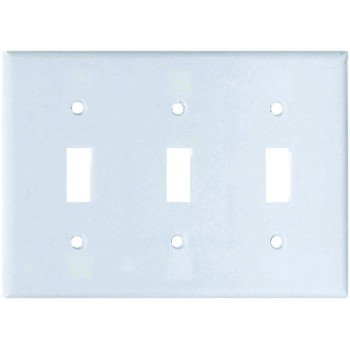 Eaton Wiring Devices 2141W-BOX Wallplate, 4-1/2 in L, 6-3/8 in W, 3 -Gang, Thermoset, White, High-Gloss