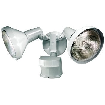 Heath Zenith Dualbrite HZ-5318-WH Motion Activated Security Light, 120 V, 300 W, 2-Lamp, Halogen Lamp, White Light