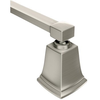 Moen Boardwalk Series Y3224BN Towel Bar, 24 in L Rod, Zinc, Brushed Nickel, Wall Mounting