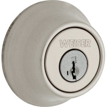 Weiser Elements Series 9GDC94710-059 Deadbolt, 3 Grade, Satin Nickel, 2-3/8 to 2-3/4 in Backset