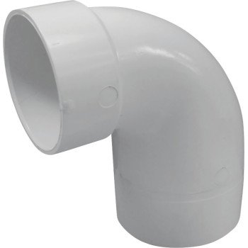 Canplas 193103 Reducing Closet Bend Pipe Elbow, 4 x 3 in, Spigot x Hub, 90 deg Angle, PVC, White