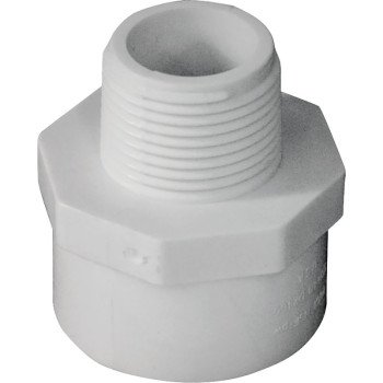 IPEX 435616 Reducing Pipe Adapter, 1 x 3/4 in, Slip x MPT, PVC, White, SCH 40 Schedule, 450 psi Pressure