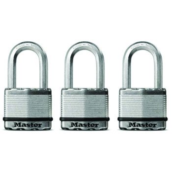 Master Lock Magnum Series M5XTRILHCCSEN Padlock, Keyed Different Key, 3/8 in Dia Shackle, 2 in H Shackle, Zinc