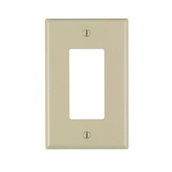 Leviton 0PJ26-I Wallplate, 4.88 in L, 3.13 in W, 1-Gang, Nylon, Ivory