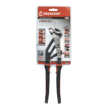 Crescent Z2 Auto-Bite Series RTAB10CG Tongue and Groove Plier, 10.9 in OAL, 2.2 in Jaw, Self-Locking Adjustment