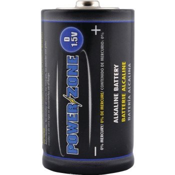 PowerZone LR20-2P-DB Battery, 1.5 V Battery, D Battery, Zinc, Manganese Dioxide, and Potassium Hydroxide