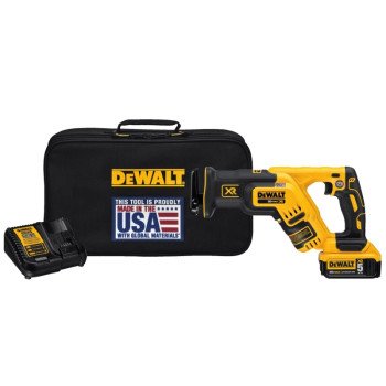 DEWALT DCS367P1 Reciprocating Saw Kit, Battery Included, 20 V, 5 Ah, 1-1/8 in L Stroke