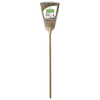 Simple Spaces 502 Warehouse Broom, 12 in Sweep Face, 18 in L Trim, Fiber Bristle, 55-1/4 in L, Hardwood Handle