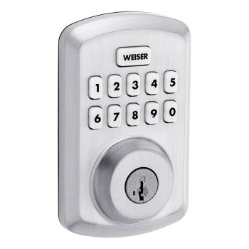 Weiser Powerbolt 3 9GED92500-003 Deadbolt, 3 Grade, Keypad Key, Zinc, Satin Chrome, 1-3/8 to 1-3/4 in Thick Door