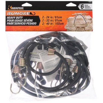 Keeper 06356 Bungee Cord, Rubber, Hook End