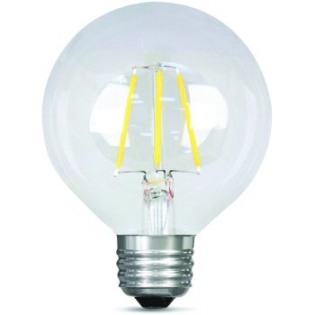 Feit Electric BPG2540/850/LED LED Lamp, Globe, G25 Lamp, 40 W Equivalent, E26 Lamp Base, Dimmable, Clear, Daylight Light