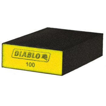 Diablo DFBLBLOFIN04G Sanding Sponge, Black/Yellow, 5 in L, 3 in W, Fine, Aluminum Oxide Abrasive