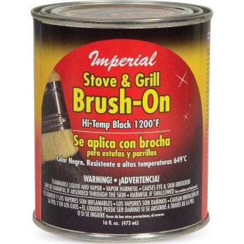 Imperial CH0134 Stove and Grill Paint, Liquid, Black, Solvent, 16 fl-oz Can