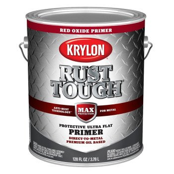 Krylon Rust Tough K09743008 Primer, Ultra Flat, Red Oxide/Rusty Metal, 1 gal