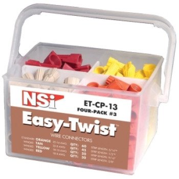 NSI Easy-Twist ET-CP-13 Wire Connector, Thermoplastic Housing Material, Orange/Red/Tan/Yellow