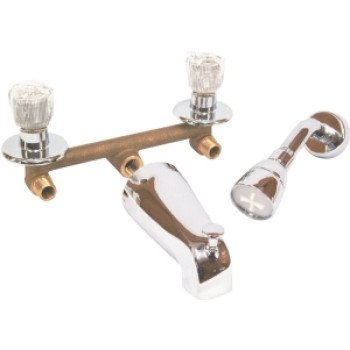 US Hardware P-004N Tub and Shower Diverter, 2-Faucet Handle, Brass, 8 in Faucet Centers, Knob Handle