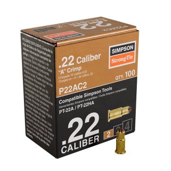 Simpson Strong-Tie P22AC P22AC2 Crimp Load, 0.22 Caliber, Power Level: 2, Brown Code, 1-Load