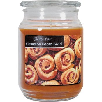 Candle-Lite 3297549 Jar Candle, Cinnamon Pecan Swirl Fragrance, Caramel Brown Candle, 70 to 110 hr Burning