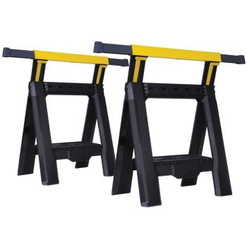 STANLEY STST60626 Adjustable Sawhorse, 1000 lb, 2-7/8 in W, 31-1/8 in H, 28-1/8 in D, Plastic, Black