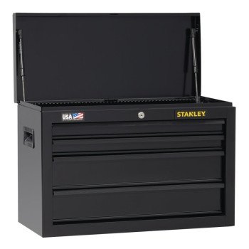 STANLEY STST22643BK Tool Chest, 3663 cu-in, 26 in OAW, 17-1/2 in OAH, 12 in OAD, Steel, Black, 4-Drawer