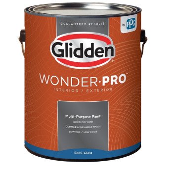 Glidden Wonder-Pro GLWP32WB/01 Interior/Exterior Paint, Semi-Gloss Sheen, Pastel Base/White, 1 gal