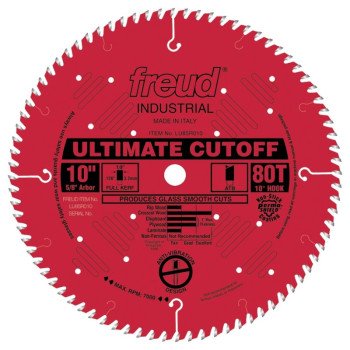 Freud LU85R010 Circular Saw Blade, 10 in Dia, 5/8 in Arbor, 80-Teeth, Carbide Cutting Edge