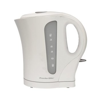 Proctor Silex K4090PS Cordless Electric Kettle, 1.7 L Capacity, 1500 W, Plastic, White, 9-3/4 in L, 2.3 in W